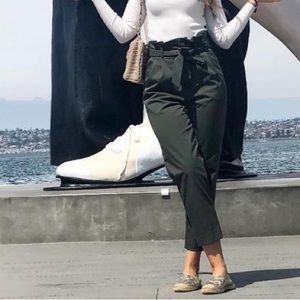 High waisted khaki ankle pants